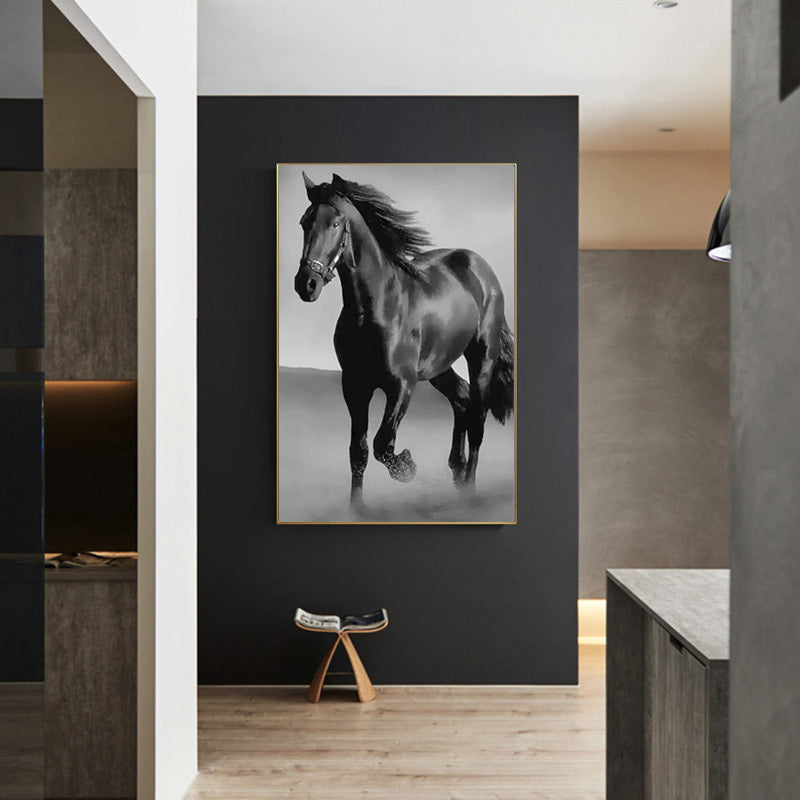 Art Canvas Animal Dark Horse Wall Art