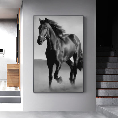 Art Canvas Animal Dark Horse Wall Art